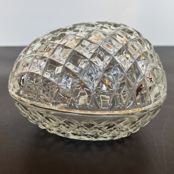 Vintage Clear Diamond Point Block Glass Egg - Picture 1 of 10